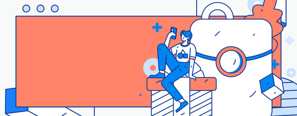 Holiday Shopping E-Commerce Online Shopping People Flat Vector Concept Operation Hand Drawn Illustration
