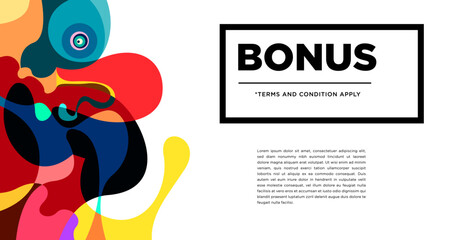 Colorful abstract geometric and fluid banner template for marketing promotion material. Giveaway, cash back, gift card, and member card bonus design template.