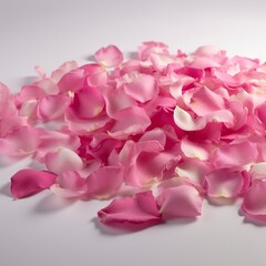 Fototapeta na wymiar pink rose petals on white background.