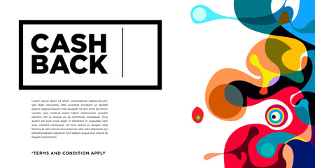Colorful abstract geometric and fluid banner template for marketing promotion material. Giveaway, cash back, gift card, and member card bonus design template.