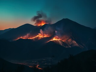 fire in the mountains.