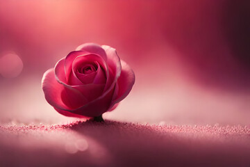 pink rose with drops of water Generative AI