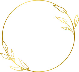 Luxury gold circle floral border for wedding invitation, thank you card, logo, greeting card