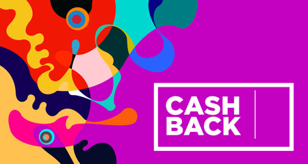 Colorful abstract geometric and fluid banner template for marketing promotion material. Giveaway cash back gift card and member card bonus design template.