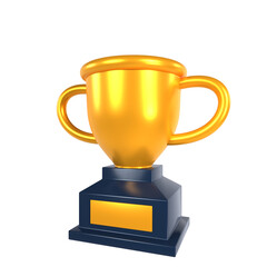 3d icon golden trophy awards with isolated white background. 3d rendering of gold cup