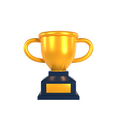 3d icon golden trophy awards with isolated white background. 3d rendering of gold cup