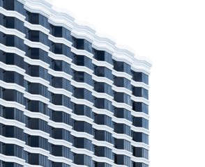 Modern buliding hotel with pattern black window glass