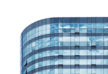 Modern office building with blue glass window