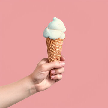 Generative AI image of a person holding an ice cream cone