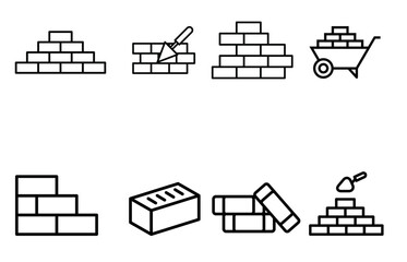 Masonry worker icon set. Outline set of masonry vector icon for web design isolated on white background