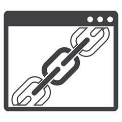 Browser display with chain. solid icon