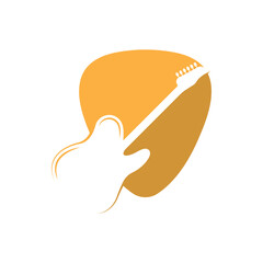 Music and band classic logo, guitar, music club vintage logo