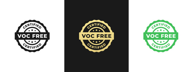 VOC Free Label or VOC Free Sign Vector Isolated in Flat Style. Simple VOC Free Label vector for product packaging design element. And other needs related to VOC Free.