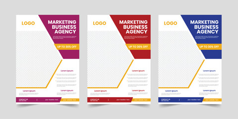 Modern agency one-page marketing flyer, marketing poster design with abstract shape, annual report a4 layout template