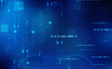 Binary Code Background, Digital Abstract technology background, flowing number one and zero text in binary code format in technology background. Internet Big data Concept