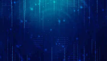 Binary Code Background, Digital Abstract technology background, flowing number one and zero text in binary code format in technology background. Internet Big data Concept