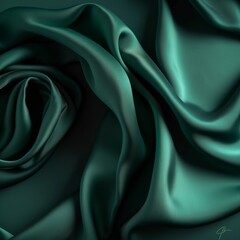 Obraz premium Design, pattern, and texture. Green silk cloth's texture. exquisite smooth silk fabric with an emerald green hue.