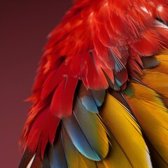 Fototapeta premium Close-up showing only the wings of a red and yellow macaw.