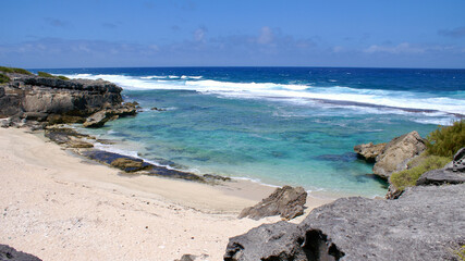 Paysage de l'île Rodrigues (Archipel des Mascareignes) dans l'océan Indien, surnommée « la Cendrillon des Mascareignes »