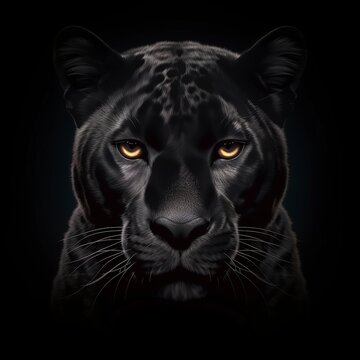 close up portrait of a leopard on black background.