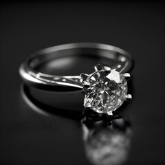 ring with diamonds,photo of a 2 carat diamond ring. on a black background, Ai generated 