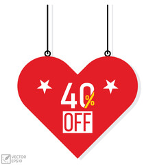 40% off banner design. 40% off icon. Flat style vector illustration.