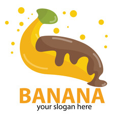 vector banana sprinkled with chocolate on top with yellow dots