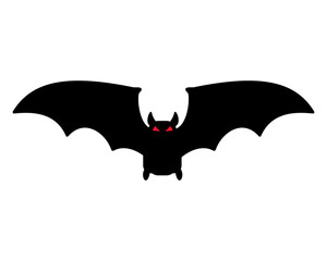 Bat silhouette with scary evil eyes. Vampire Victims on Halloween Night
