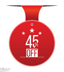 45% off banner design. 45% off icon. Flat style vector illustration.