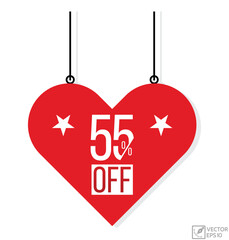 55% off banner design. 55% off icon.
