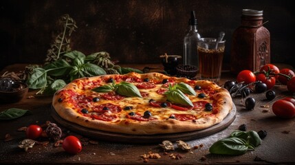 Obraz na płótnie Canvas Hot Italian pizza. Generative AI