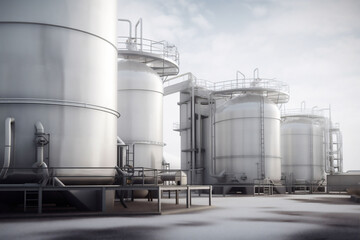 Obraz premium pipe oil factory gas refinery fuel industrial tank energy industry. Generative AI.