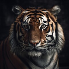 Fototapeta premium portrait of a tiger on black background.