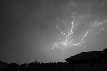 Lightning from a Texas thunderstorm at night.