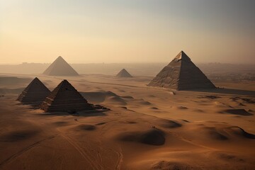Egyptian Pyramids in Egypt, Stunning Scenic Landscape Wallpaper, Generative AI