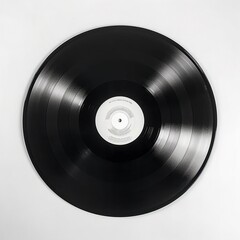 Isolated black vinyl record on white background.