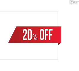 Vector illustration modern 20% off banner, Isolated web element.