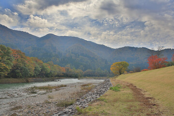 1 Nov 2013 Sho river, main river at Shirakawa village in summer.