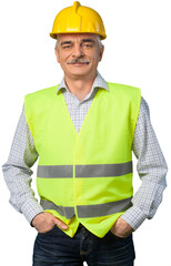 Builder Construction Worker man in yellow helmet