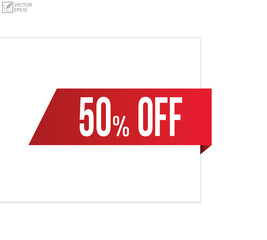 Vector illustration modern 50 Percentage off banner, Isolated web element.