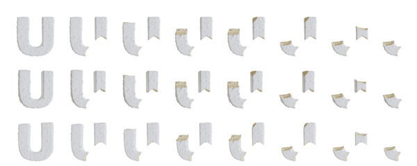 Milk cream with Almonds and Vanilla Ice Cream Bars U-shaped, 3D rendering