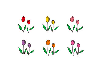チューリップのイラスト6色セット