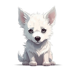 Illustration 2D cute dog character AI Generative
