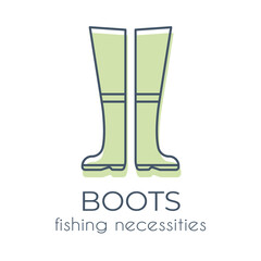 Simple minimalist green fishing boots icon on a white background. Suitable for web sites, applications, online shops