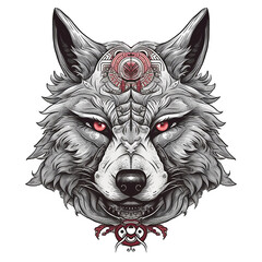 illustration wolf face AI Generative