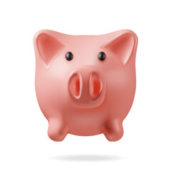 3D Piggy Bank Isolated. Render Plastic Piggy Bank for Money. Moneybox in Form of Pig. Concept of Cash Money, Business Deposit Investment, Financial Savings. Vector Illustration