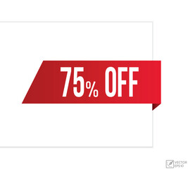 Vector illustration modern 75% off banner, Isolated web element.