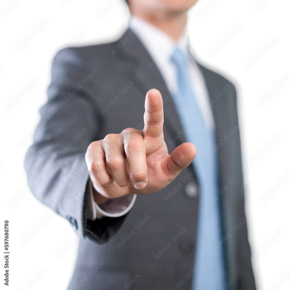 Canvas Prints Businessman hand touch with his finger