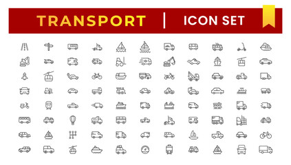 Transport, vehicle and delivery elements - minimal thin line web icon set. Outline icons collection. Simple vector illustration. © artnazu