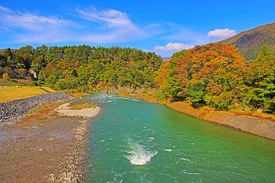 1 Nov 2013 Sho river, main river at Shirakawa village.